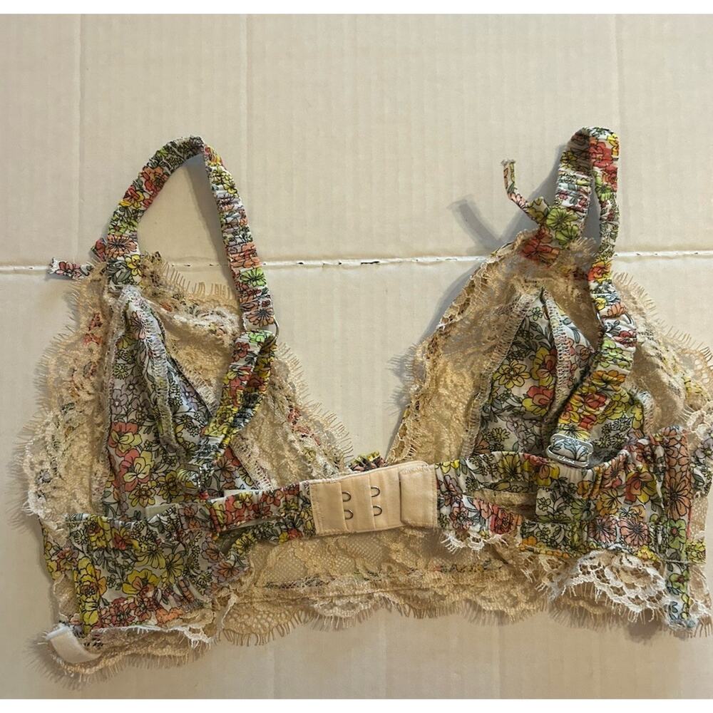 For Love And Lemons Esme Triangle Bralette Floral Lace Multicolor Size Small Bra - Picture 6 of 10